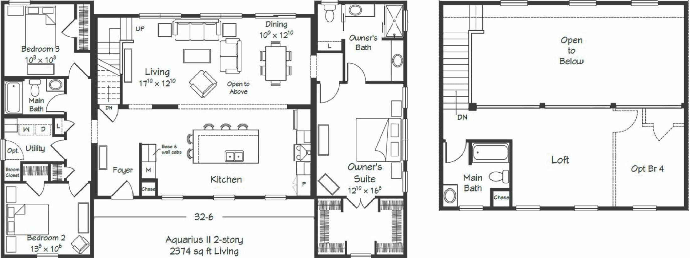 Aquarius ii two story floor plan home features