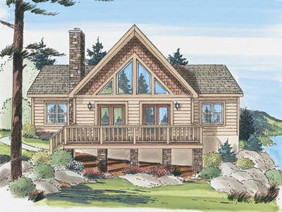 Northwoods chalet hero, elevation, and exterior home features